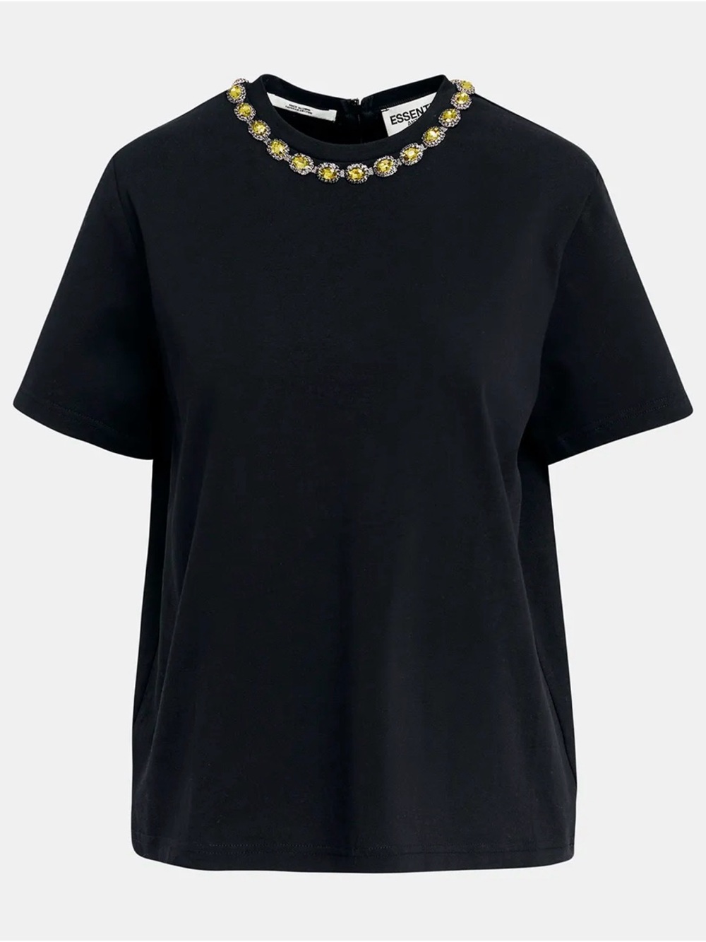 Essentiel Antwerp Galenic Rhinestone Embellished Crewneck T-Shirt Black